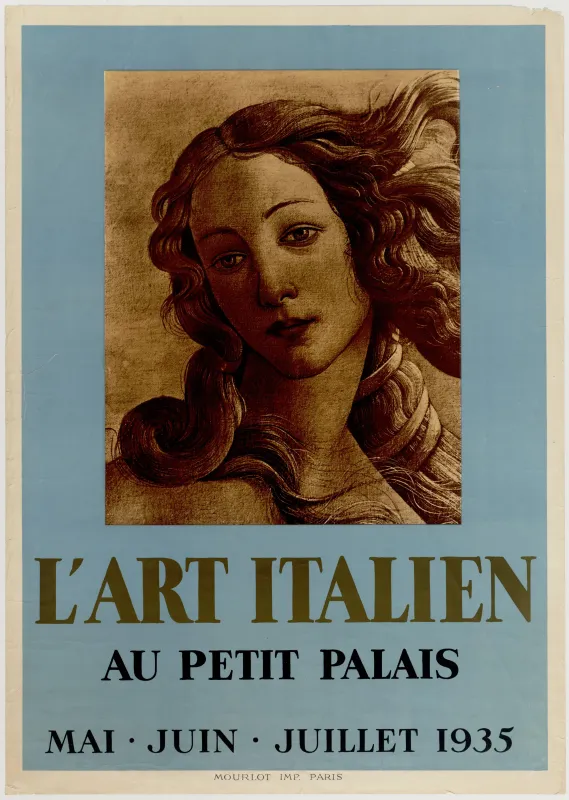 Une des versions de l'affiche de l'exposition montrant un détail de "La Naissance de Vénus" de Botticelli