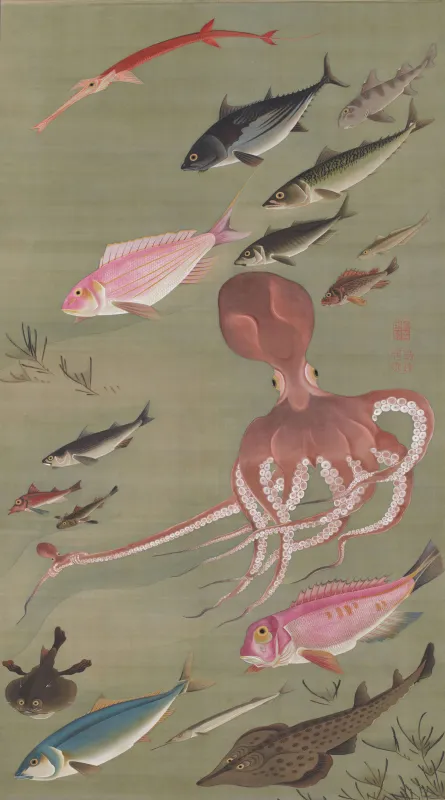 Itō Jakuchū, Poissons, 1765-1766, Tōkyō , Musée des collections impériales (Sannomaru Shōzōkan), Agence de la Maison impériale